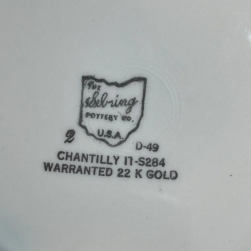 Sebring Pottery‎ Co Plate Chantilly 24k Gold Multicolor Porcelain Size 6.5